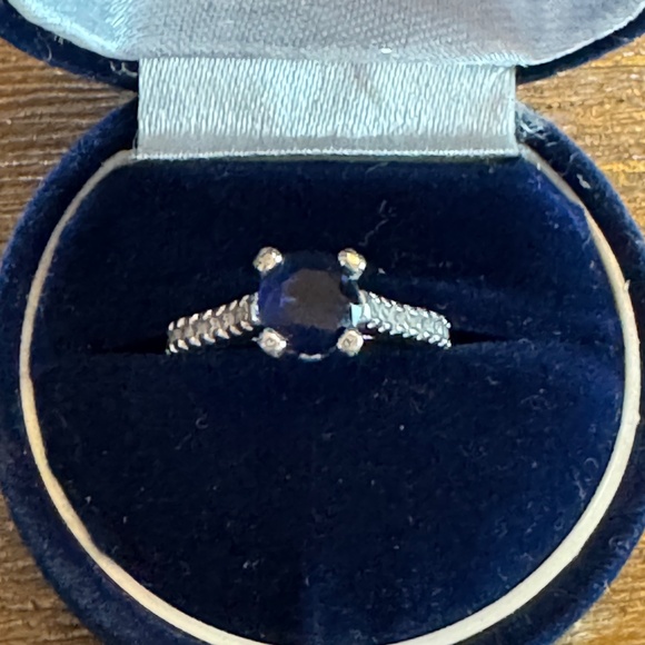 🔥 Vintage Sterling Silver Blue Stone Ring | Engagement/Anniversary S925 Sz 7.5 - Picture 2 of 10